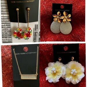 New York & Company Multicolor Drop Earrings and necklace.